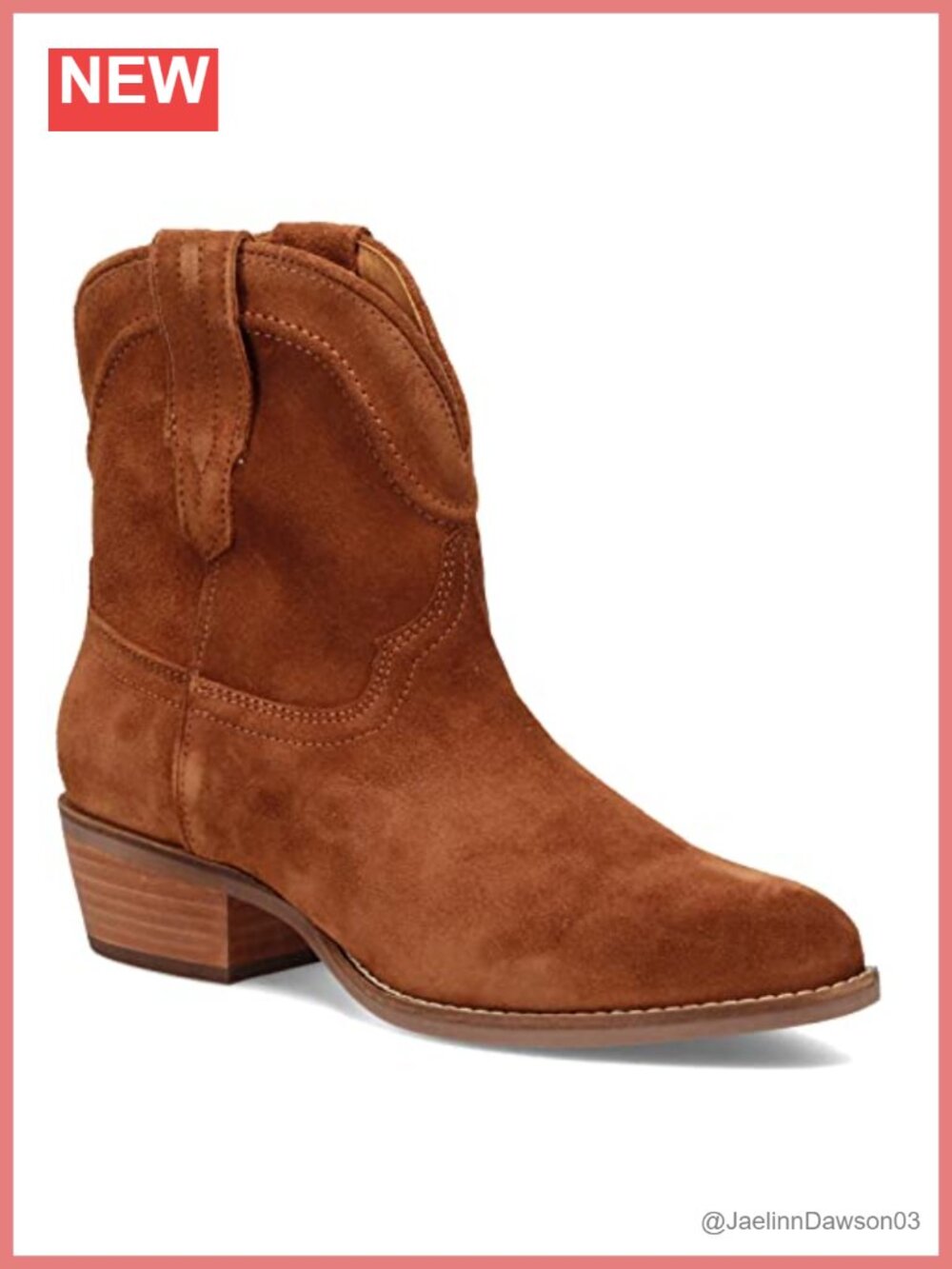 Ankle Boots Round Toe Cowgirl Western Style Low Heel Pull On Leather